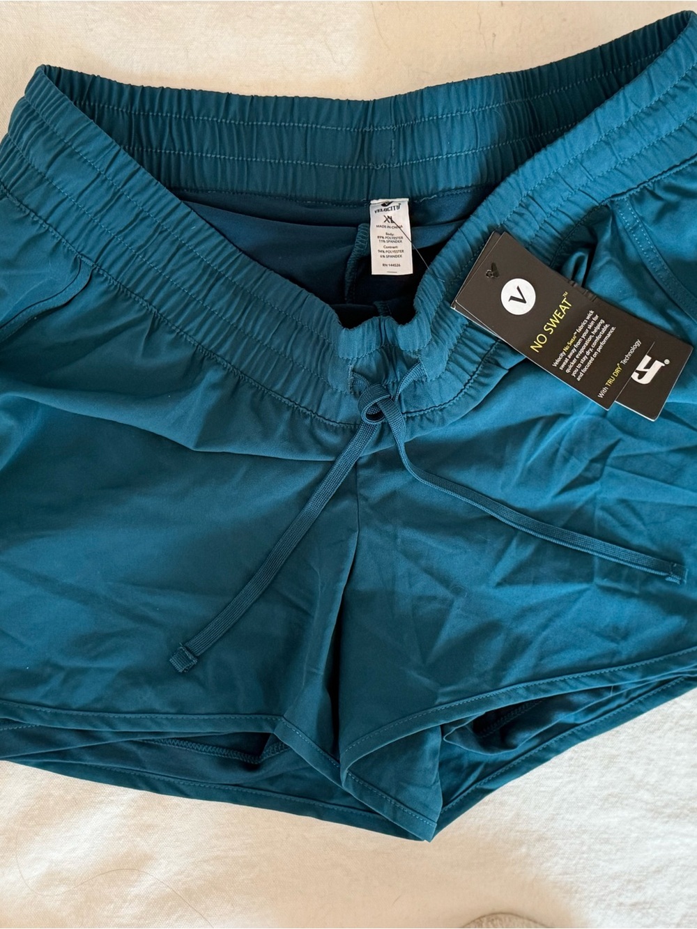 Velocity brand Women's No Sweat Teal Athletic Shorts NWT Sz Xl